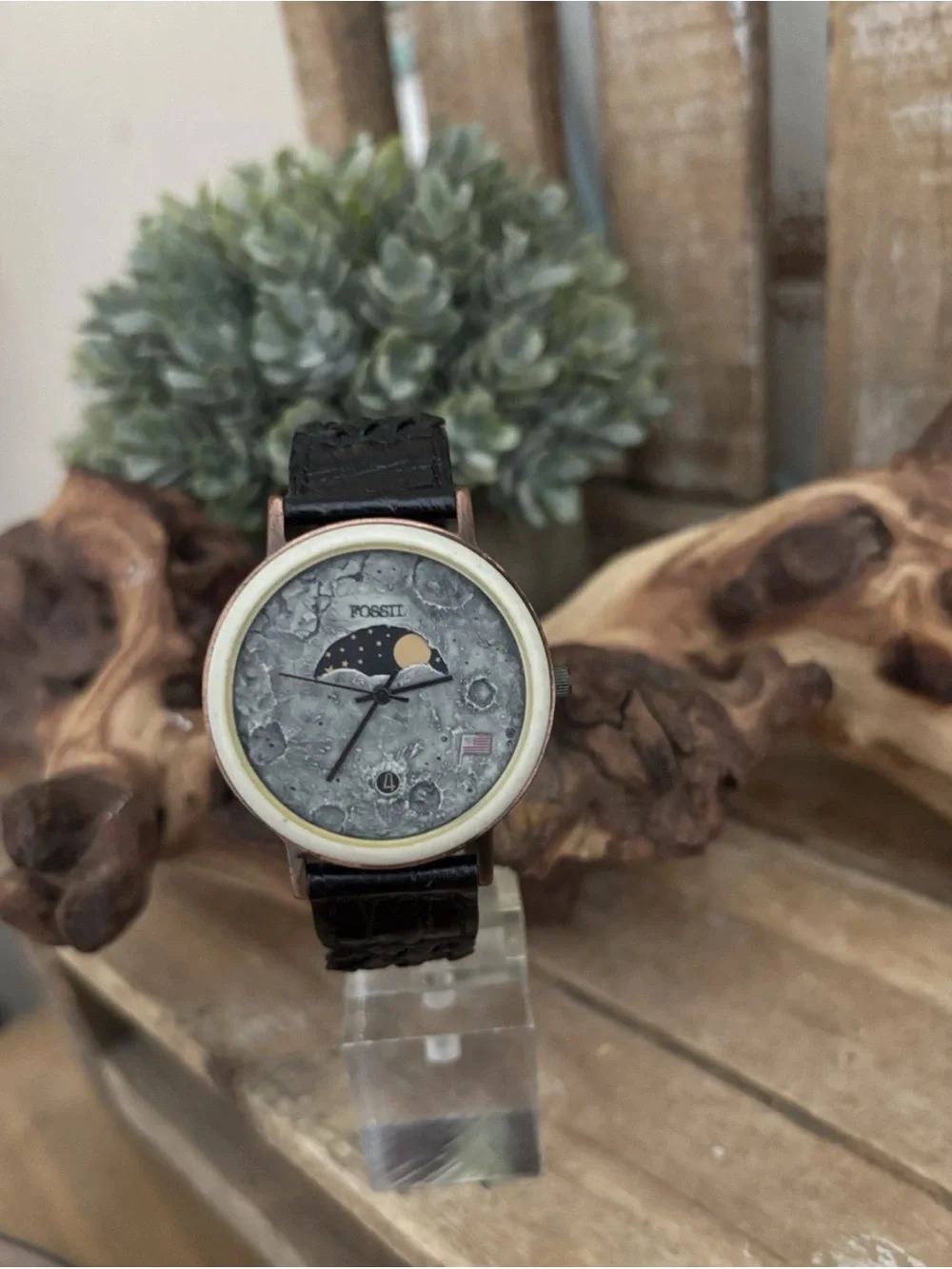 Fossil Moon Landing Watch BW-6726 Vintage Rare Leather Band NEW!